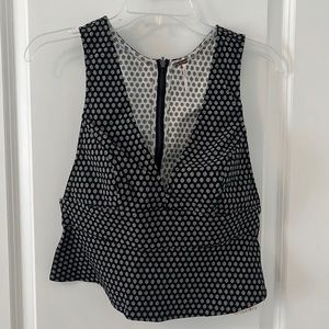 NWT Free People Black and White Floral Tank Top  with Zipper Back Size 6